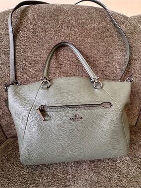 Coach Prairie Pebbled Leather Satchel in Sage